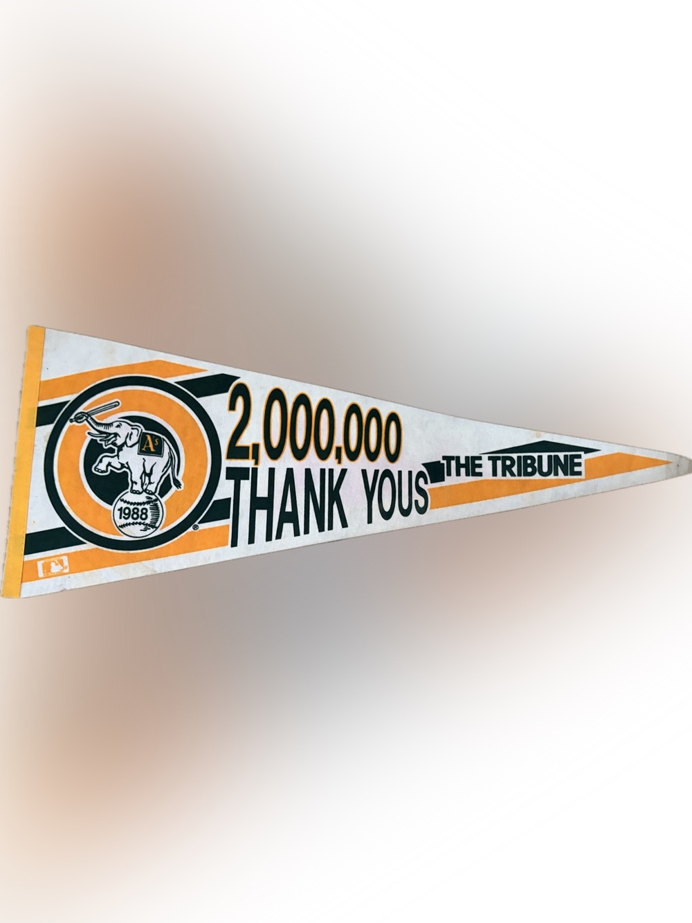 Vintage 1988 Oakland Athletics 2 Million Attendance Pennant